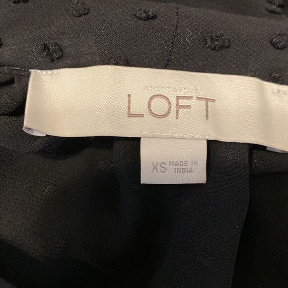 Loft Black Button Down Top Sheer Chiffon with Tie at Neckline Size XS - Picture 6 of 7